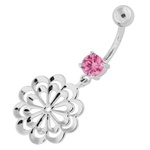 Fancy Single Stone Jeweled Dangling Belly Ring - Monster Piercing