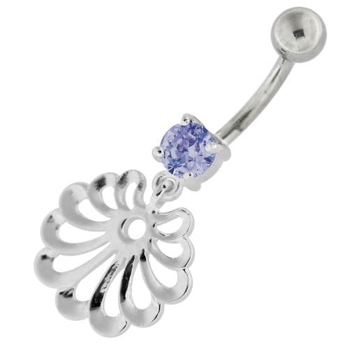 Fancy Jeweled Dangling Single Stone Belly Ring - Monster Piercing