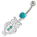 Sterling Silver Jeweled Owl Navel Belly Button Bar - Monster Piercing