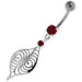 Flower Leaf Jeweled Sterling Silver Navel Belly Button Bar - Monster Piercing