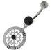 Center Jeweled Flower Sterling Silver Navel Belly Button Ring - Monster Piercing