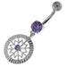 Center Jeweled Flower Sterling Silver Navel Belly Button Ring - Monster Piercing