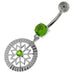 Center Jeweled Flower Sterling Silver Navel Belly Button Ring - Monster Piercing