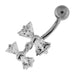 Jeweled Twin Bow Sterling Silver Navel Belly Button Ring - Monster Piercing