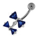 Jeweled Twin Bow Sterling Silver Navel Belly Button Ring - Monster Piercing