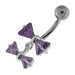 Jeweled Twin Bow Sterling Silver Navel Belly Button Ring - Monster Piercing