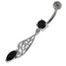 Fancy Jeweled Sterling Silver Navel Belly Bar - Monster Piercing