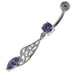 Fancy Jeweled Sterling Silver Navel Belly Bar - Monster Piercing