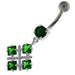 Four Square Jeweled Sterling Silver Navel Bar - Monster Piercing