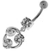 Tri Round Jeweled Swirl Sterling Silver Navel Bar - Monster Piercing