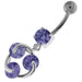 Tri Round Jeweled Swirl Sterling Silver Navel Bar - Monster Piercing