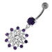 Jeweled Lotus Flower Sterling Silver Belly Button Ring - Monster Piercing