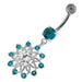 Jeweled Lotus Flower Sterling Silver Belly Button Ring - Monster Piercing