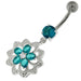 Jeweled Filigree Flower Sterling Silver Belly Button Ring - Monster Piercing