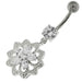 Jeweled Filigree Flower Sterling Silver Belly Button Ring - Monster Piercing