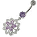 Jeweled Filigree Flower Sterling Silver Belly Button Ring - Monster Piercing