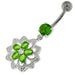 Jeweled Filigree Flower Sterling Silver Belly Button Ring - Monster Piercing