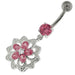 Jeweled Filigree Flower Sterling Silver Belly Button Ring - Monster Piercing