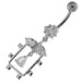 Fancy Jeweled Dangling Sterling Silver Belly Button Ring - Monster Piercing