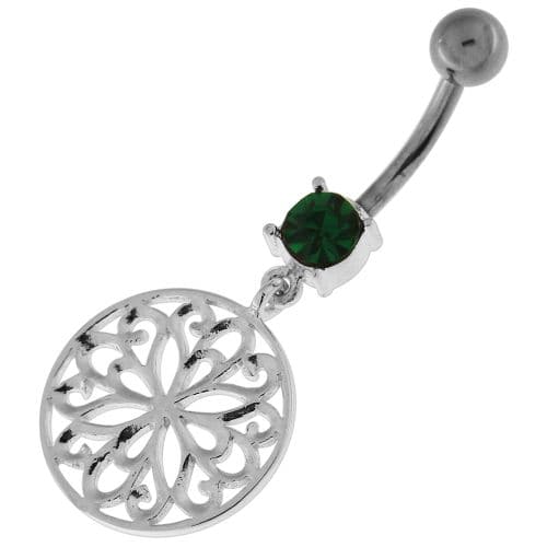 Flower Of Life Dangling Navel Belly Button Ring - Monster Piercing