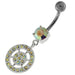 Sterling Silver Multi jeweled Round Pattern Belly Ring - Monster Piercing