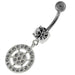 Sterling Silver Multi jeweled Round Pattern Belly Ring - Monster Piercing