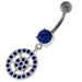 Sterling Silver Multi jeweled Round Pattern Belly Ring - Monster Piercing