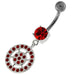 Sterling Silver Multi jeweled Round Pattern Belly Ring - Monster Piercing