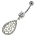 Sterling Silver Multi jeweled Tear Shape Belly Ring - Monster Piercing