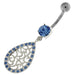 Sterling Silver Multi jeweled Tear Shape Belly Ring - Monster Piercing