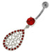 Sterling Silver Multi jeweled Tear Shape Belly Ring - Monster Piercing