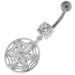 Sterling Silver Dazzling Flower Filigree Navel Bar - Monster Piercing