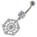 Sterling Silver Jeweled Hexagon Cut out Navel Bar - Monster Piercing