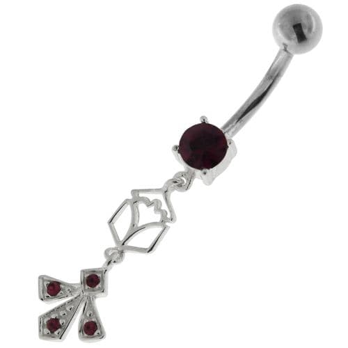 Fleur de lis fusion 925 Sterling Silver Belly Button Ring - Monster Piercing