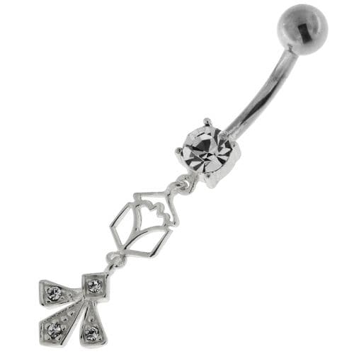 Fleur de lis fusion 925 Sterling Silver Belly Button Ring - Monster Piercing