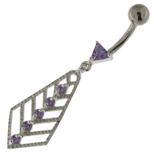 925 Sterling Silver Jeweled Arrow cut out Belly Button Ring - Monster Piercing