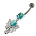 925 Sterling Silver Twin Jeweled chandelier Belly Button Ring - Monster Piercing