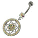 925 Sterling Silver Multi Jeweled Round Belly Button Ring - Monster Piercing