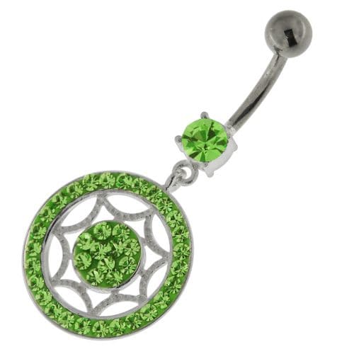 925 Sterling Silver Multi Jeweled Round Belly Button Ring - Monster Piercing