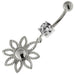 925 Sterling Silver Dotted Flower Belly Button Ring - Monster Piercing