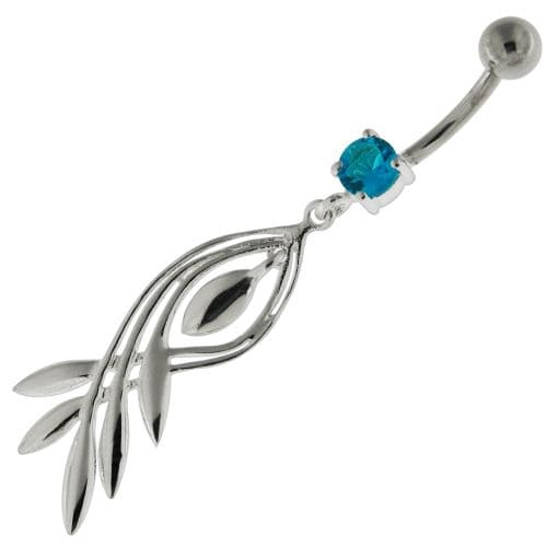 925 Sterling Silver Plain Twisted Leaf Belly Button Ring - Monster Piercing