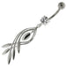 925 Sterling Silver Plain Twisted Leaf Belly Button Ring - Monster Piercing