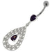 925 Sterling Silver Multi flowers in Tear Shape Belly Button Ring - Monster Piercing