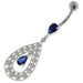 925 Sterling Silver Multi flowers in Tear Shape Belly Button Ring - Monster Piercing