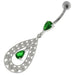 925 Sterling Silver Multi flowers in Tear Shape Belly Button Ring - Monster Piercing