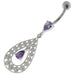 925 Sterling Silver Multi flowers in Tear Shape Belly Button Ring - Monster Piercing