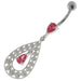 925 Sterling Silver Multi flowers in Tear Shape Belly Button Ring - Monster Piercing