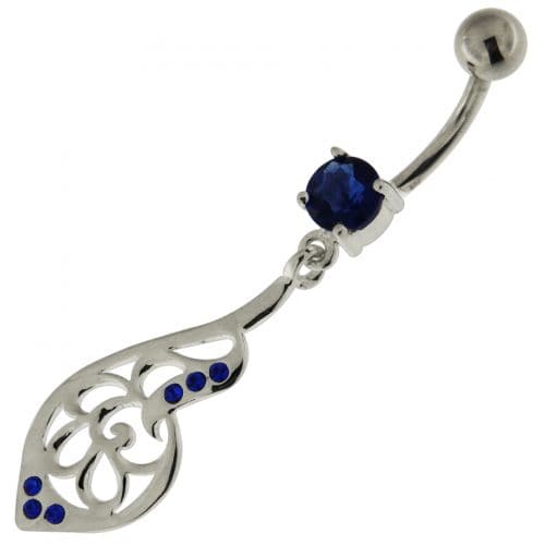 925 Sterling Silver Fancy Jeweled Belly Button Ring - Monster Piercing