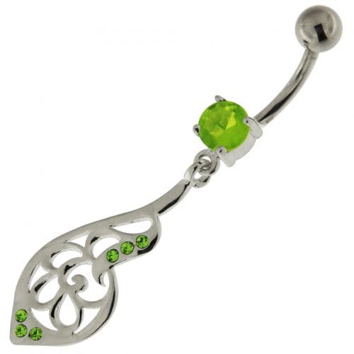 925 Sterling Silver Fancy Jeweled Belly Button Ring - Monster Piercing