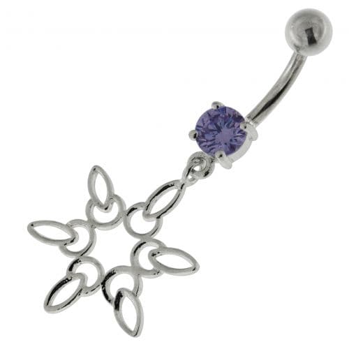 925 Sterling Silver Snow Flake Navel Belly Ring - Monster Piercing